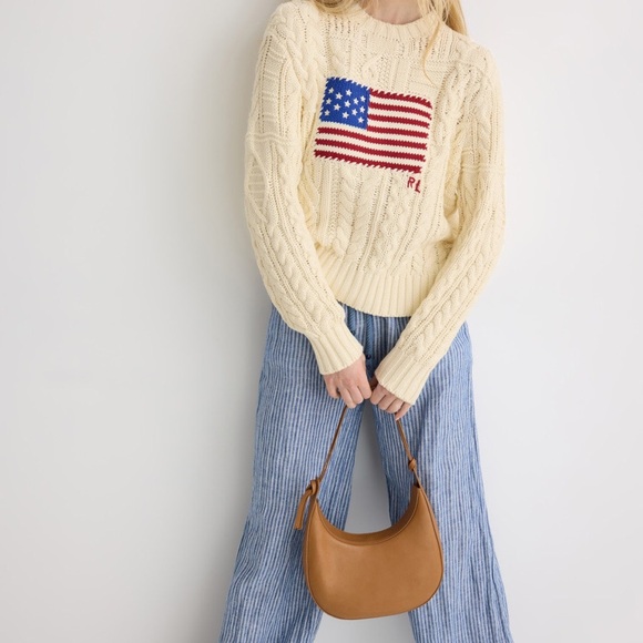 Ralph Lauren Cream Cable Knit Sweater with American Flag - Picture 14 of 15